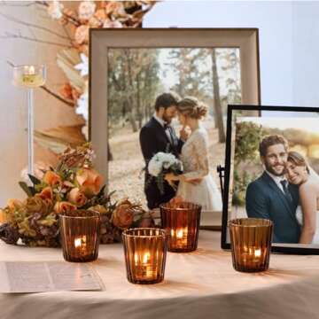 NITIME Vintage Amber Votive Candle Holders - 24pcs Set