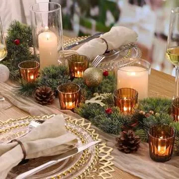 NITIME Vintage Amber Votive Candle Holders - 24pcs Set