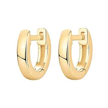PAVOI 14K Yellow Gold Plated 925 Sterling Silver Post Huggie Earring | Small Hoop Earrings For Women