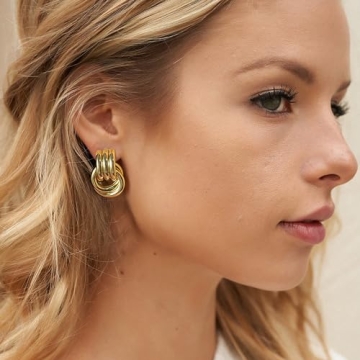 Trendy Chunky Gold Knot Earrings - Elegant Drop Dangle Jewelry