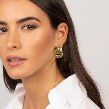 Trendy Chunky Gold Knot Earrings - Elegant Drop Dangle Jewelry