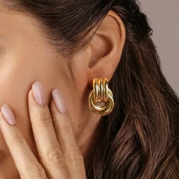 Trendy Chunky Gold Knot Earrings - Elegant Drop Dangle Jewelry