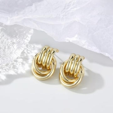 Trendy Chunky Gold Knot Earrings - Elegant Drop Dangle Jewelry