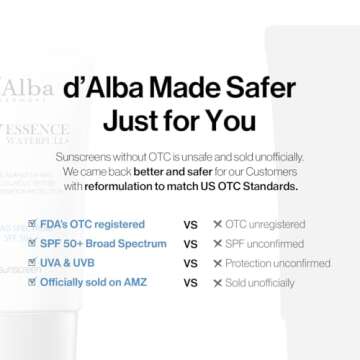 d'alba Piedmont Italian White Truffle Waterfull Essence Sunscreen, Vegan Skincare, Lightweight Sunscreen with BROAD SPECTRUM SPF 50+, Glowy, Safe for all Skin Types, Korean Skin Care (1.69 fl. oz)