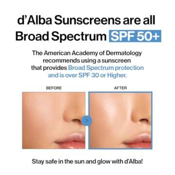 d'alba Piedmont Italian White Truffle Waterfull Essence Sunscreen, Vegan Skincare, Lightweight Sunscreen with BROAD SPECTRUM SPF 50+, Glowy, Safe for all Skin Types, Korean Skin Care (1.69 fl. oz)