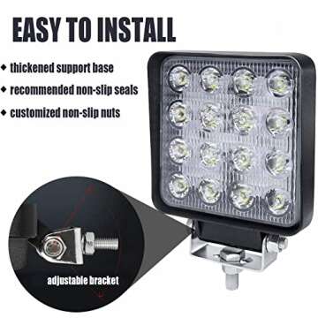 Led Light Bar, Turboo 10PCS 4inch 48W Led Work Light Square Spot Lights Off-road Lights Led lights for Trucks,Off-road Vehicle, ATV, SUV, UTV, 4WD, Jeep, Boat and More