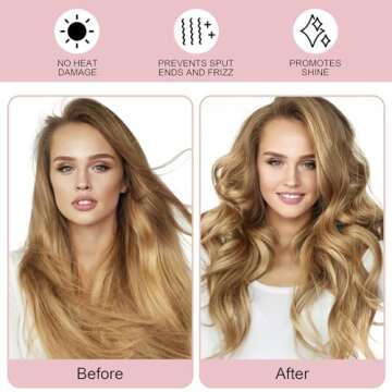 Heatless 60" Extra Long Soft Hair Curlers to Sleep In, No Heat Curling Headband Hair Rollers (Khaki)