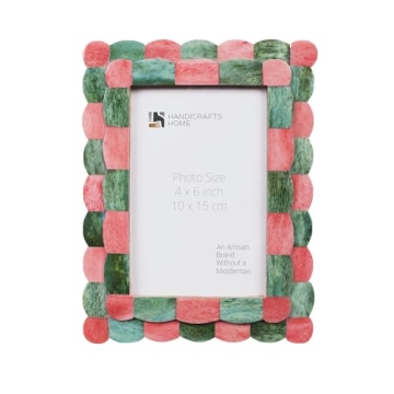 Handicrafts Home 4x6 Handmade Photo Frame in Green & Red