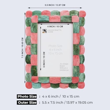 Handicrafts Home 4x6 Handmade Photo Frame in Green & Red