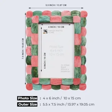Handicrafts Home 4x6 Handmade Photo Frame in Green & Red