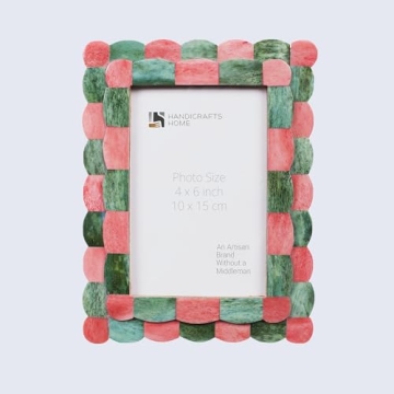 Handicrafts Home 4x6 Handmade Photo Frame in Green & Red