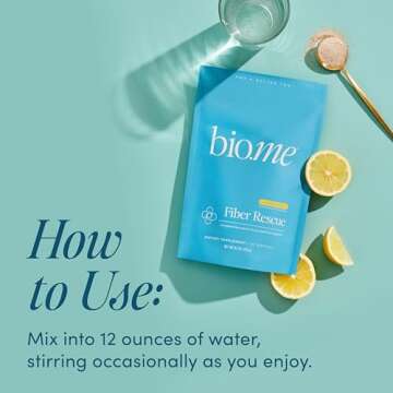 Fiber Rescue - Psyllium Husk Powder for Digestive Health & Bloating Relief, Sugar Free Lemonade Flavored Prebiotic Soluble Fiber Powder, Non-GMO Fiber Supplement Powder, Gluten Free - 30 Servings