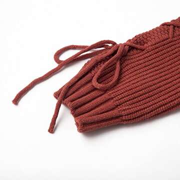 Curipeer Girls Sweaters Crewneck Long Sleeve Lace Up Pullover Knit Tops 8-9 Years