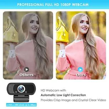 XPCAM Full HD 1080P Webcam with Privacy Shutter and Tripod, Pro Streaming Web Camera with Microphone, Widescreen USB Computer Camera for Laptop Desktop
