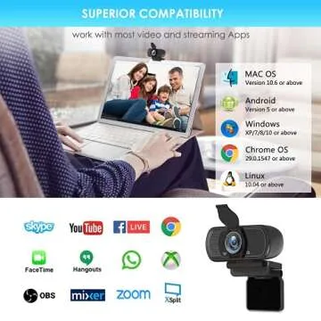 XPCAM Full HD 1080P Webcam with Privacy Shutter and Tripod, Pro Streaming Web Camera with Microphone, Widescreen USB Computer Camera for Laptop Desktop