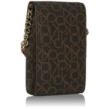 Calvin Klein Hayden Signature North/South Small Crossbody, Brown/khaki/luggage saffiano