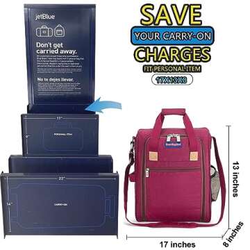 17x13x8 Personal Item Duffel Bag for JetBlue Travel