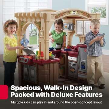 Step2 Grand Walk-In Kitchen & Grill Kids Playset, Indoor/Outdoor Kitchenette, Interactive Play with ...
