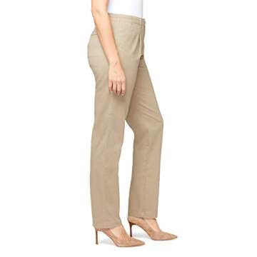 Gloria Vanderbilt Women's Rear Elastic High Waist Pleated Chino Pants, Hazlenut, 8