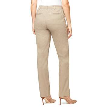 Gloria Vanderbilt Women's Rear Elastic High Waist Pleated Chino Pants, Hazlenut, 8