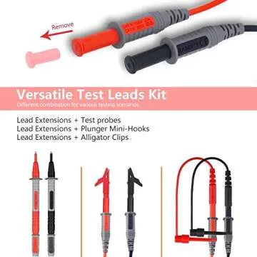 KAIWEETS Soft Silicone Electrician Test Leads Kit CAT III 1000V & CAT IV 600V with Alligator Clips and Needle Probe for Fluke/AstroAI/INNOVA Multimeter Electronic Clamp Meter 9PCS