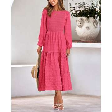 Elegant dowerme Women's Puff Sleeve Maxi Dress for 2025
