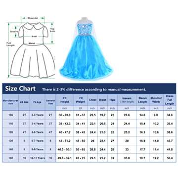 Party Chili Princess Costumes Birthday Party Dress Up for Little Girls with Wig,Crown,Mace,Gloves Accessories 3T 4T (110cm)