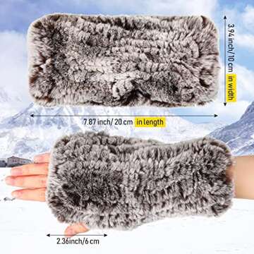 Geyoga Women's Fingerless Faux Rabbit Fur Gloves