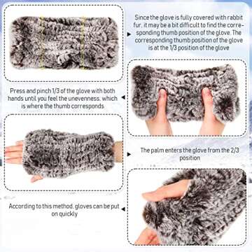 Geyoga Women's Fingerless Faux Rabbit Fur Gloves
