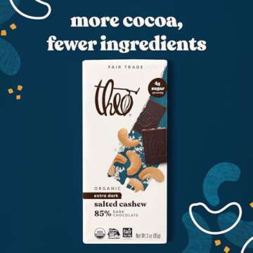 Theo Chocolate Salted Cashew Dark Chocolate Bar Pack