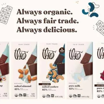 Theo Chocolate Salted Cashew Dark Chocolate Bar Pack