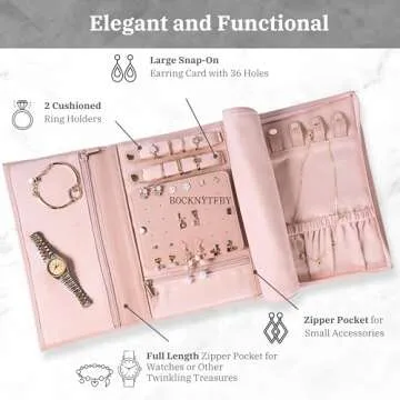 COSMIYA Personalized Initial Travel Jewelry Case - Monogram Custom Gifts For Women, Bridesmaid Gifts, Travel Jewelry Organizer, Customized Travel Jewelry Box, Birthday Gifts For Mom