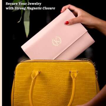 COSMIYA Personalized Initial Travel Jewelry Case - Monogram Custom Gifts For Women, Bridesmaid Gifts, Travel Jewelry Organizer, Customized Travel Jewelry Box, Birthday Gifts For Mom