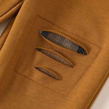 GRNSHTS Toddler Baby Boy Clothes Long Sleeve Tops Plaid Hoodie Sweatshirt + Sweatpants Little Boy Fall Winter Outfits Set(Brown,2-3T)