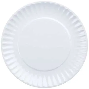 DII Melamine Reusable 9" Round Party or Picnic Plate Set of 12 - White