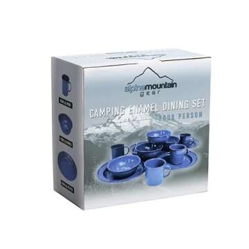 4-Person Enamel Dishware Set for Camping Adventures