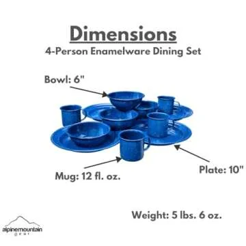 4-Person Enamel Dishware Set for Camping Adventures