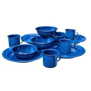 4-Person Enamel Dishware Set for Camping Adventures