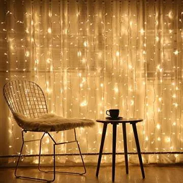 Brightown 300 LED Curtain String Lights, 9.8 FT Hanging Fairy Lights with Remote, 8 Modes, Connectable Waterproof Window Lights for Bedroom Backdrop Wedding Outdoor Christmas Party, Warm White