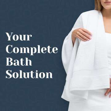 Luxury White Bath Towel Set of 8 Pieces - 100% Turkish Cotton Highly Absorbent Towels for Bathroom, 2 Luxury Bath Towels 700GSM, 2 Hand Towels, 4 Washcloths