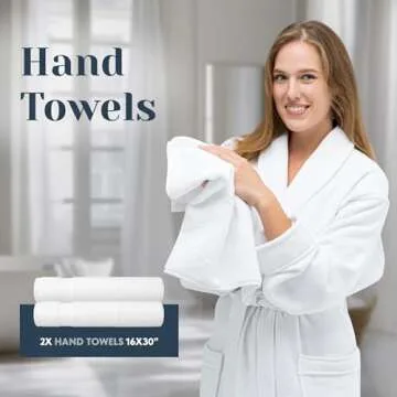 Luxury White Bath Towel Set of 8 Pieces - 100% Turkish Cotton Highly Absorbent Towels for Bathroom, 2 Luxury Bath Towels 700GSM, 2 Hand Towels, 4 Washcloths