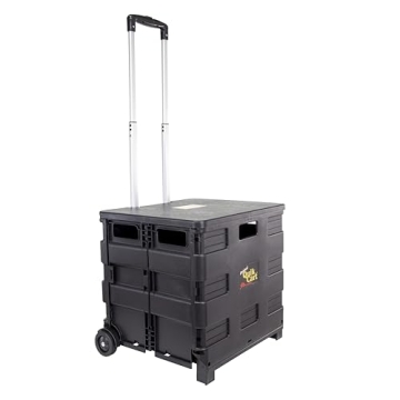 dbest products Quik Cart Collapsible Rolling Crate on Wheels for Teachers Tote Basket 80 lbs Capacit...