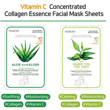 MEAROSA DESIGN Vitamin C Collagen Firming Essence Face Mask Beauty Facial Mask Sheet Mask Korea Skin Care Premium Quality (8 pack)