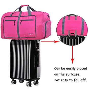 Woogwin Travel Duffel Bag Large Foldable Waterproof Overnight Bag for Beach Swim Bags Pool Sports Gym (60L Rose)