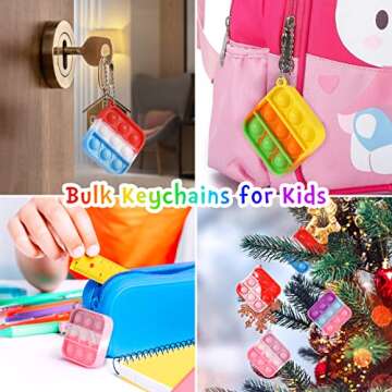 Kids Party Favors Fidget Toys Bulk 30 Pack Mini Pop Fidget Keychain Its Birthday Party Favors for Kids 4-8,8-12 Year Small Classroom Prizes Fidgets It Bubbles Students Easter Goodie Bag Stuffers