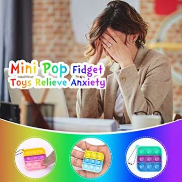 Kids Party Favors Fidget Toys Bulk 30 Pack Mini Pop Fidget Keychain Its Birthday Party Favors for Kids 4-8,8-12 Year Small Classroom Prizes Fidgets It Bubbles Students Easter Goodie Bag Stuffers