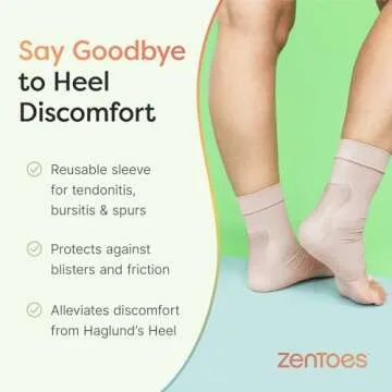 ZenToes Achilles Tendon Support Sleeve, Padded Compression Sleeve for Achilles Tendonitis Relief, Padded Socks for Bursitis Relief & Heel Pain, Washable & Great for Breaking In New Shoes, 1 Pair