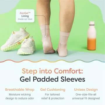ZenToes Achilles Tendon Support Sleeve, Padded Compression Sleeve for Achilles Tendonitis Relief, Padded Socks for Bursitis Relief & Heel Pain, Washable & Great for Breaking In New Shoes, 1 Pair