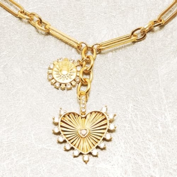 ORIGENCE 18K Gold Plated Chunky Heart Pendant Necklace