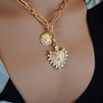 ORIGENCE 18K Gold Plated Chunky Heart Pendant Necklace
